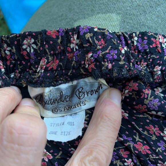 VINTAGE 90s ALEXANDER BROWN FLORAL PATCHWORK BUTTONFRONT SKIRT BOHO HIPPIE GYPSY - Picture 7 of 8